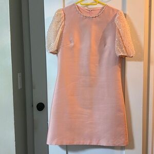 Elegant Pink Kids Dress with Pearl Sleeves